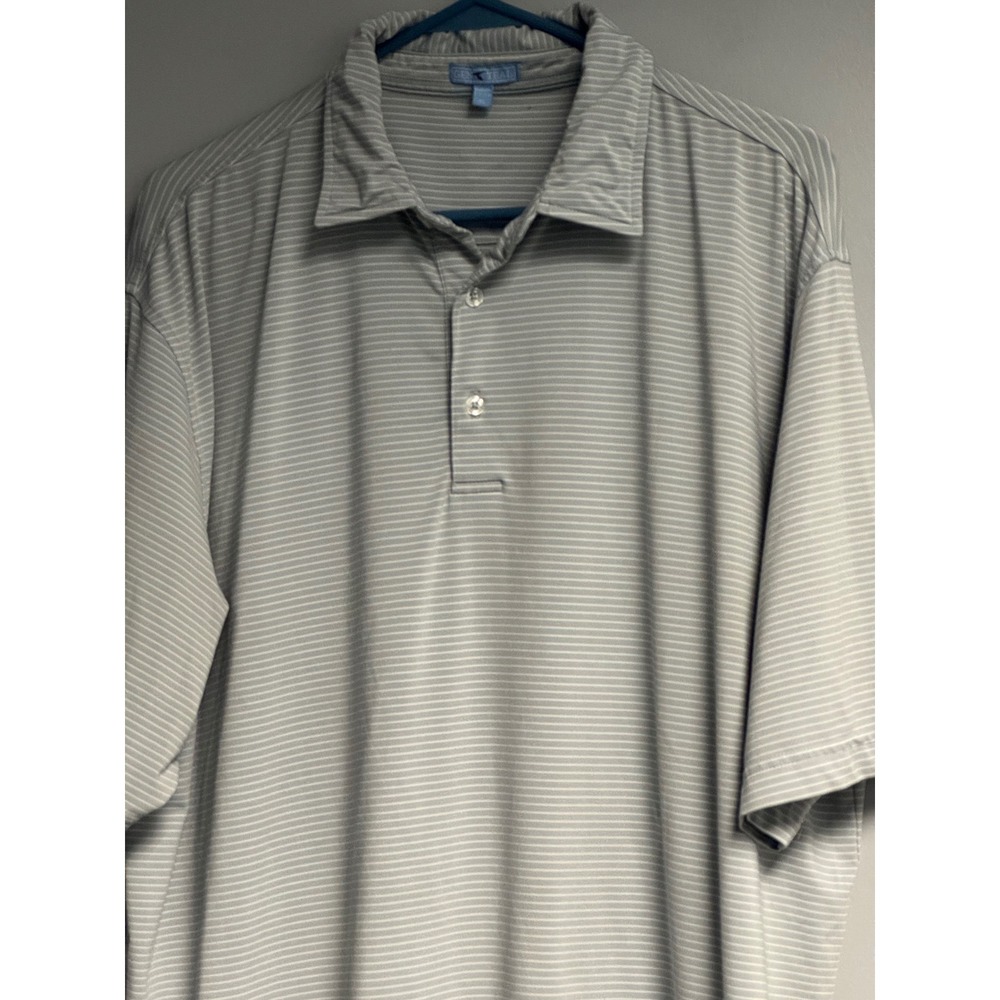 Genteal Performanc Polo Shirt Mens XL Gray White Stripe Short Sleeve Golf - Picture 8 of 12